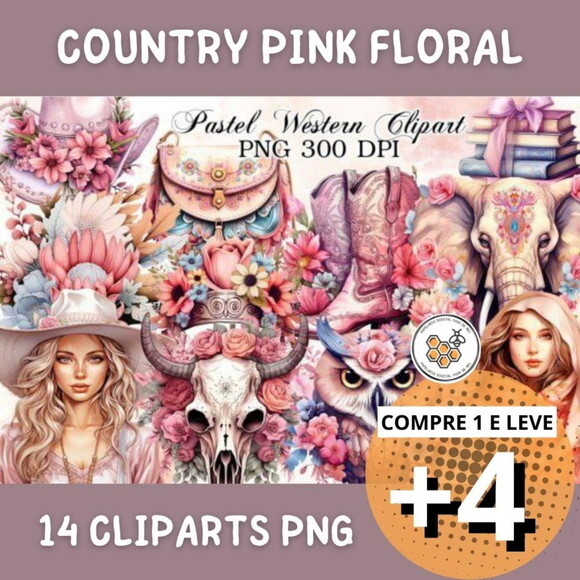 Kit Digital Country Floral - Pastel Wester
