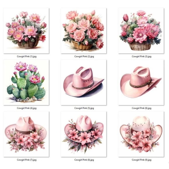 Kit Digital Country Floral - Pink Cowgirl