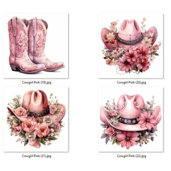 Kit Digital Country Floral - Pink Cowgirl