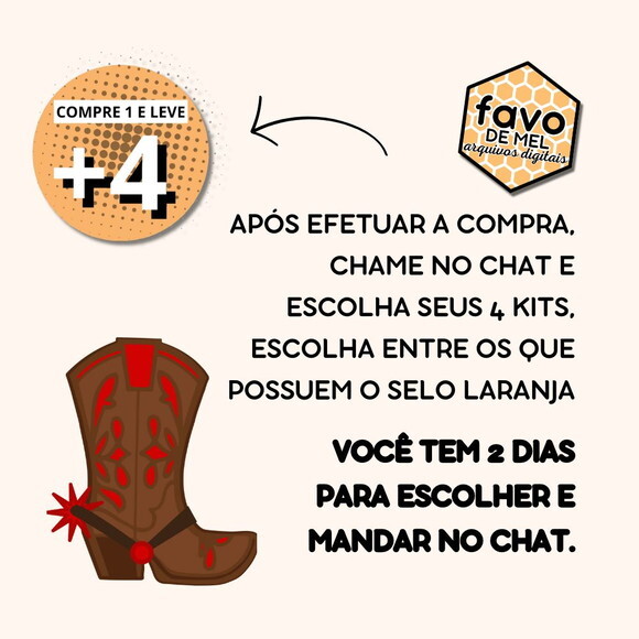 Kit Digital Cowboy #6 Elementos Country (pague 1 Leve 5)