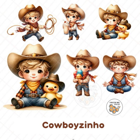 Kit Digital Cowboy Aquarela #5 Png Premium
