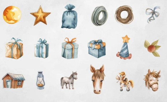 Kit Digital Cowboy Aquarela #9 Png Premium