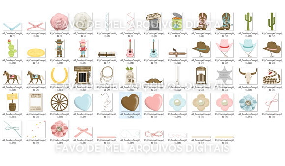 Kit Digital Cowboy e Cowgirl Scrapbook - Boiadeira Vaqueiro