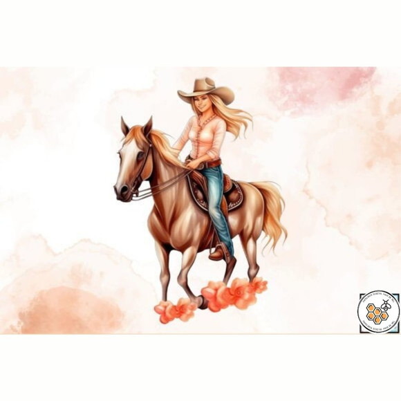 Kit Digital Cowgirl Aquarela - Cowgirl Dc
