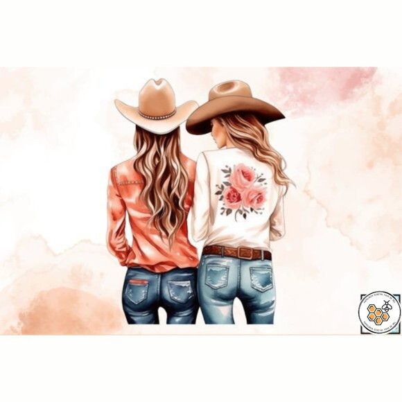 Kit Digital Cowgirl Aquarela - Cowgirl Dc