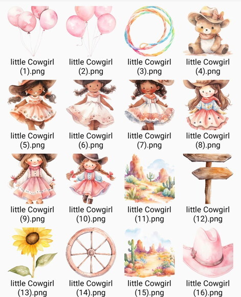 Kit Digital Cowgirl Aquarela Premium - Little Cowgirl (ss)