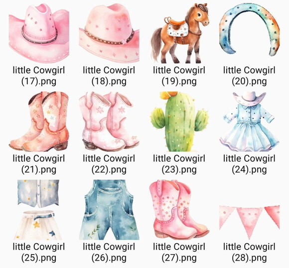 Kit Digital Cowgirl Aquarela Premium - Little Cowgirl (ss)