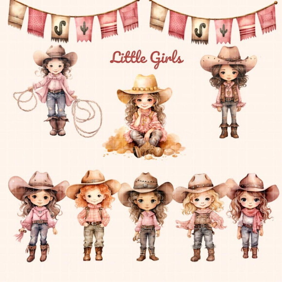 Kit Digital Cowgirl Aquarela Premium - Little Cowgirl Cc