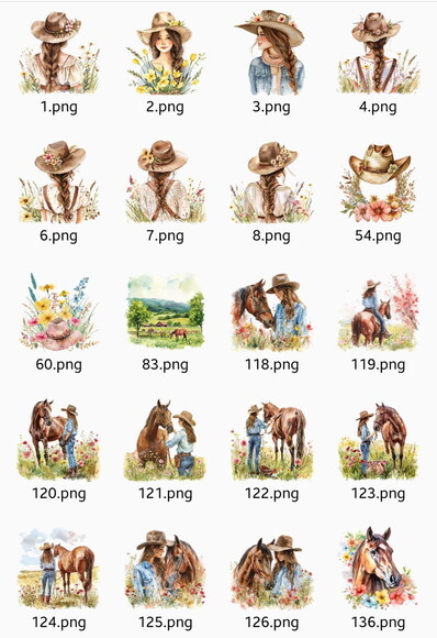 Kit Digital Cowgirl Aquarela Premium - Spring Ranch