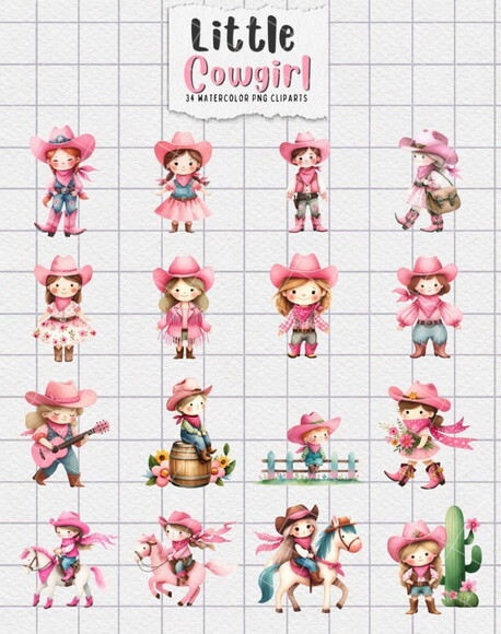 Kit Digital Cowgirl Boiadeira Aquarela- Little Cowgirl (kds)