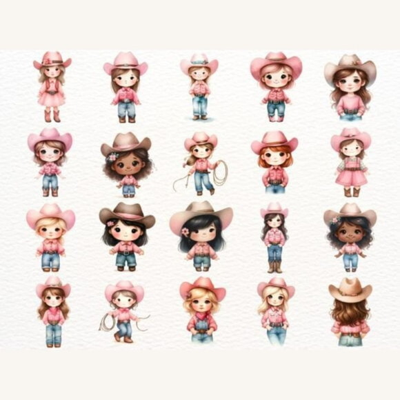 Kit Digital Cowgirl Boiadeira Aquarela - Pink Cowgirl (nca)
