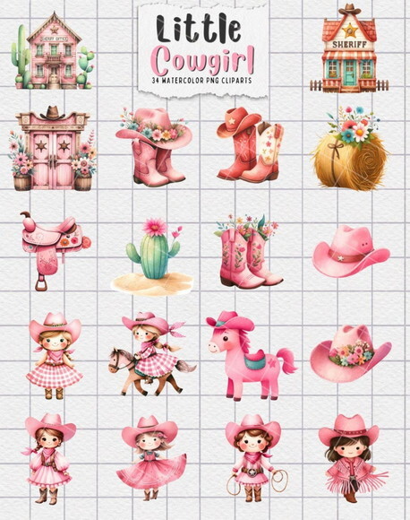 Kit Digital Cowgirl Boiadeira Aquarela- Little Cowgirl (kds)