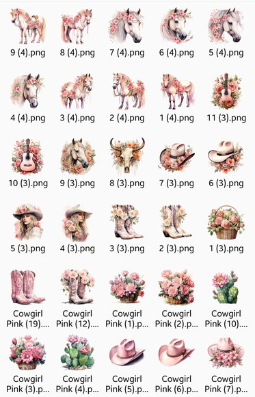 Kit Digital Cowgirl Boiadeira Pink Aquarela - Mega Pack