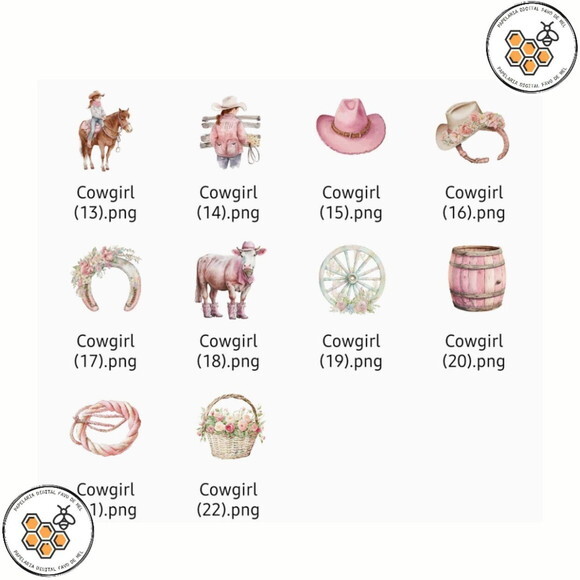 Kit Digital Cowgirl Boiadeira Pink Aquarela