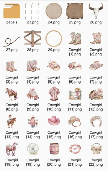 Kit Digital Cowgirl Boiadeira Pink Aquarela e Papel Digital