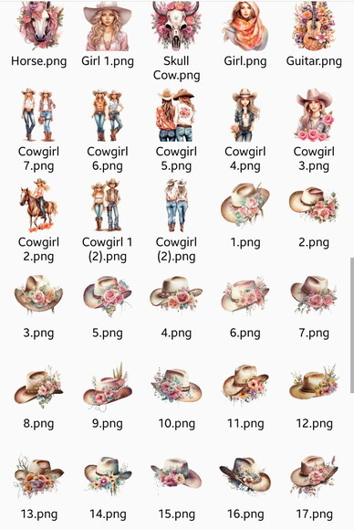 Kit Digital Cowgirl Boiadeira Pink Aquarela - Mega Pack