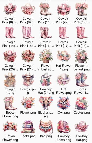 Kit Digital Cowgirl Boiadeira Pink Aquarela - Mega Pack
