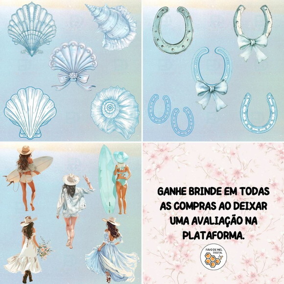 Kit Digital Cowgirl Praiana Premium - Coastal Cowgirl