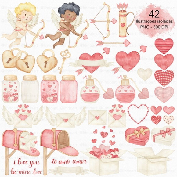 Kit Digital Cupido Aquarela - o Amor Está no Ar