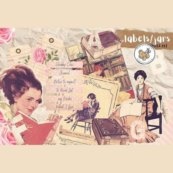 Kit Digital Damas Vintage Leitura - Bookworm