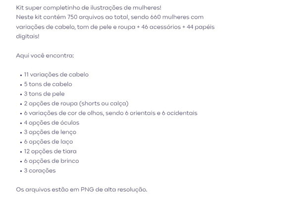 Kit Digital Dia da Mulher - Ilustrações Mulherzinhas Png