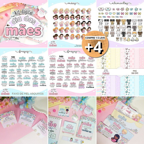 Kit Digital Dia das Mães - Elementos Papéis e Mimos Png pdf