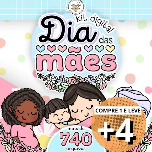 Kit Digital Dia das Mães 2023 - Elementos Papéis e Mimos