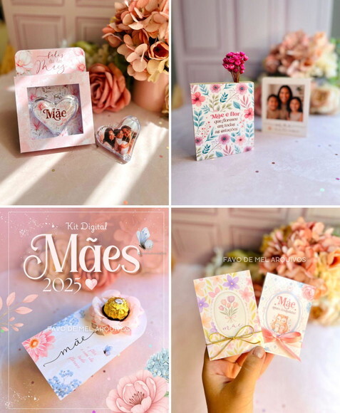 Kit Digital Dia das Mães 2025 - Ilustrações e Mimos Png pdf