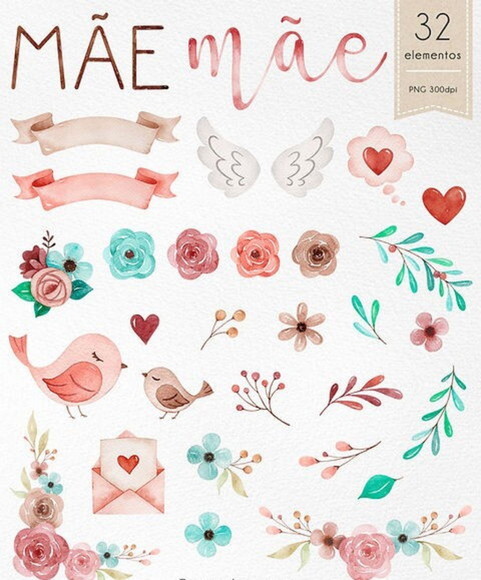 Kit Digital Dia das Mães Aquarela - Mãe + Artes Prontas