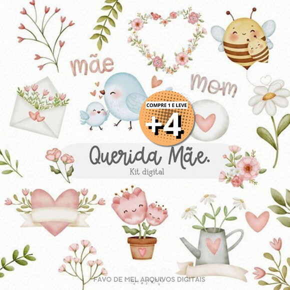 Kit Digital Dia das Mães Aquarela - Querida Mãe