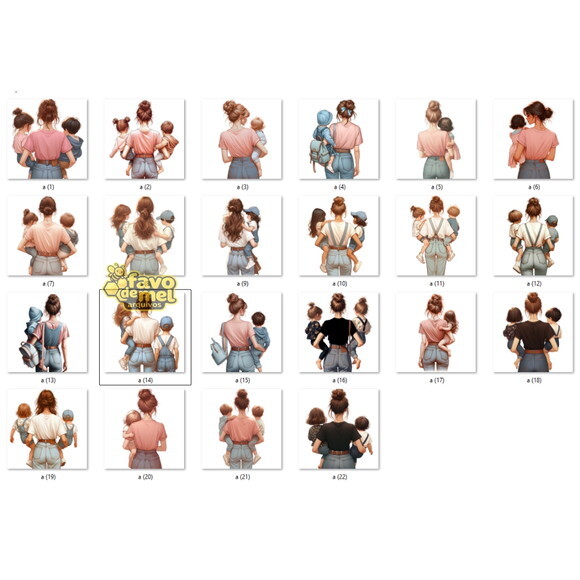 Kit Digital Dia das Mães Aquarela #7 Mães e Filhos no Colo