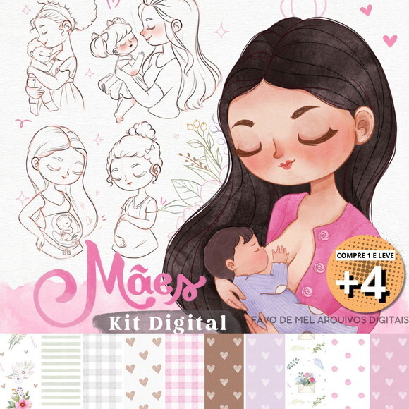 Kit Digital Dia das Mães Aquarela 2024