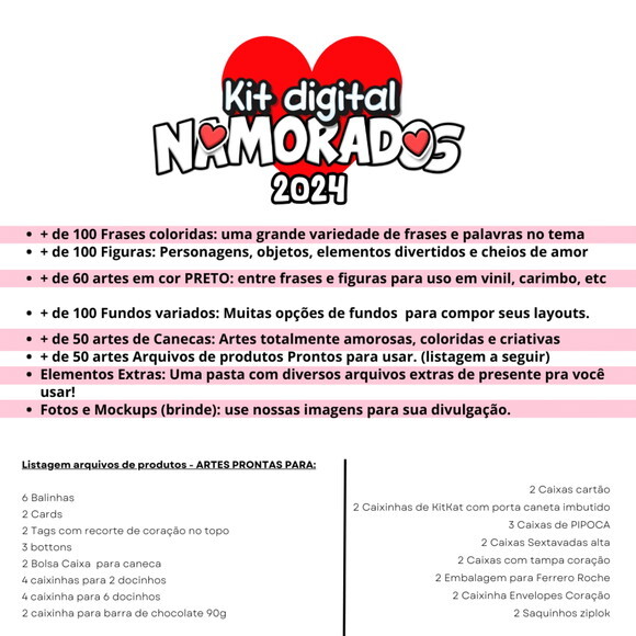 Kit Digital Dia dos Namorados 2024 Mimos Prontos e Elementos