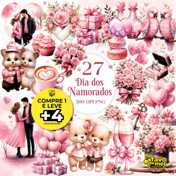 Kit Digital Dia dos Namorados Aquarela #3