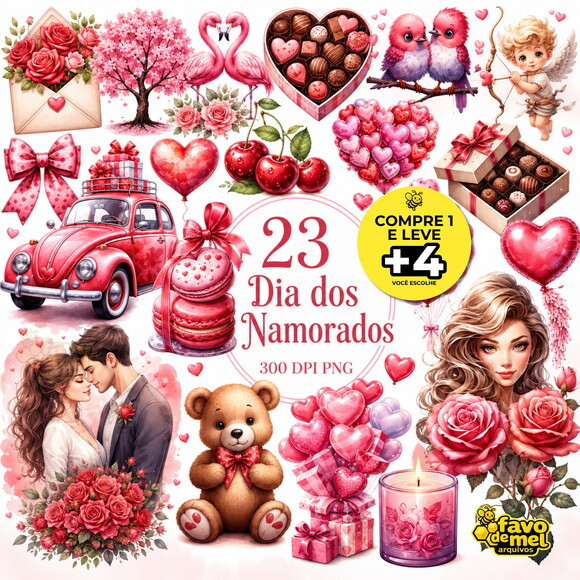 Kit Digital Dia dos Namorados Aquarela #5