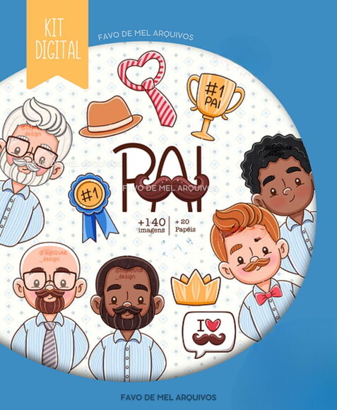 Kit Digital Dia dos Pais - Ilustrações e Papéis