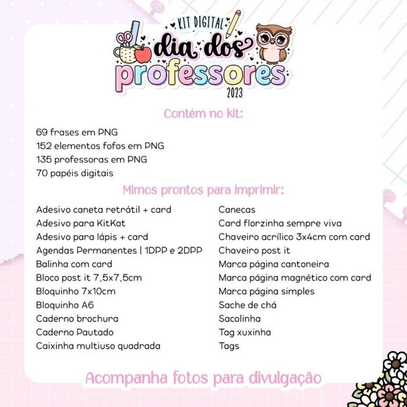 Kit Digital Dia dos Professores 2023 Lt - Mimos e Cliparts