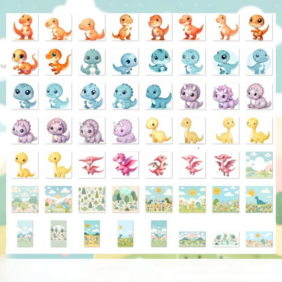 Kit Digital Dino Baby Aquarela - Dinossauros #48
