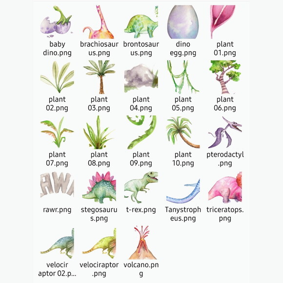 Kit Digital Dinossauro Aquarela
