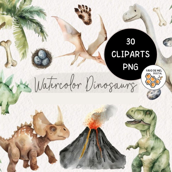 Kit Digital Dinossauro Aquarela (kd)