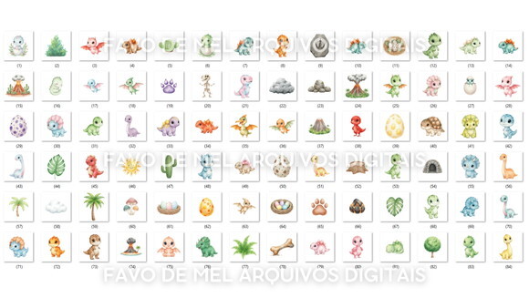 Kit Digital Dinossauro Aquarela #50