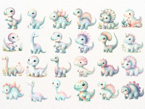 Kit Digital Dinossauro Aquarela 45 | Dinosaurs (nca)