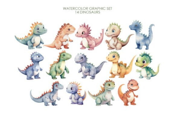 Kit Digital Dinossauro Aquarela 42 | Dinosaurs (as)