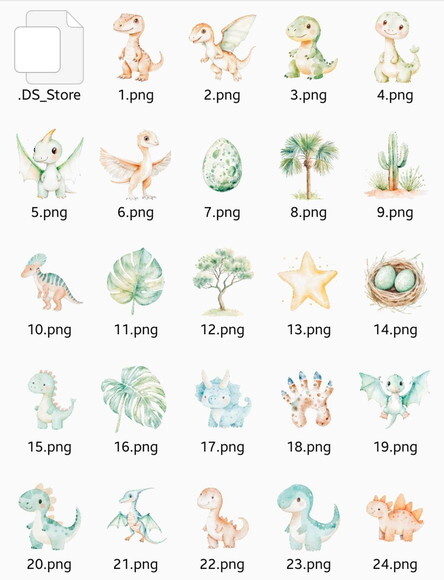 Kit Digital Dinossauro Aquarela 49 Png Premium