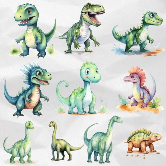 Kit Digital Dinossauro Aquarela Premium - Dinosaurs (ddm)