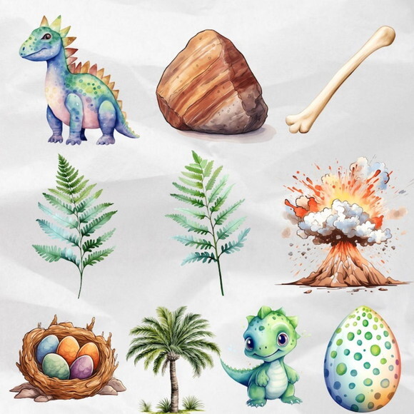 Kit Digital Dinossauro Aquarela Premium - Dinosaurs (ddm)