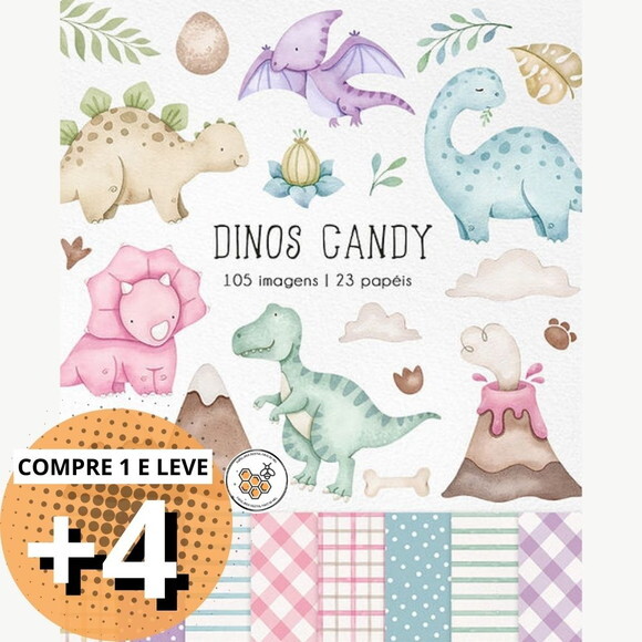 Kit Digital Dinossauro Candy Color - Dinos Candy