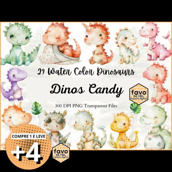 Kit Digital Dinossauro Candy Color Premium (ec)