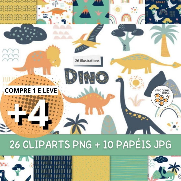 Kit Digital Dinossauro Minimalista - Dino