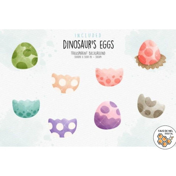 Kit Digital Dinossauros Aquarela - Dinosaurs